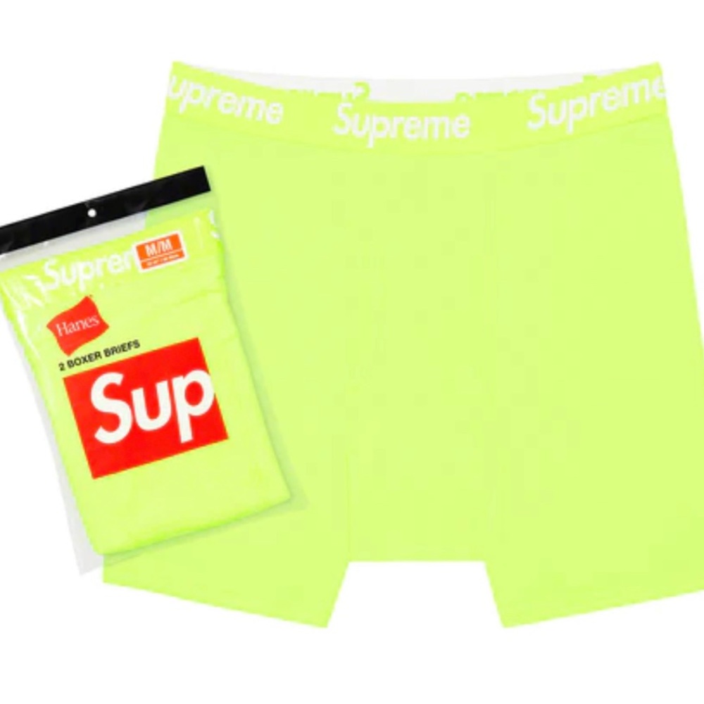 Supreme Hanes Boxer Briefs (2pack) fluorescent yellow